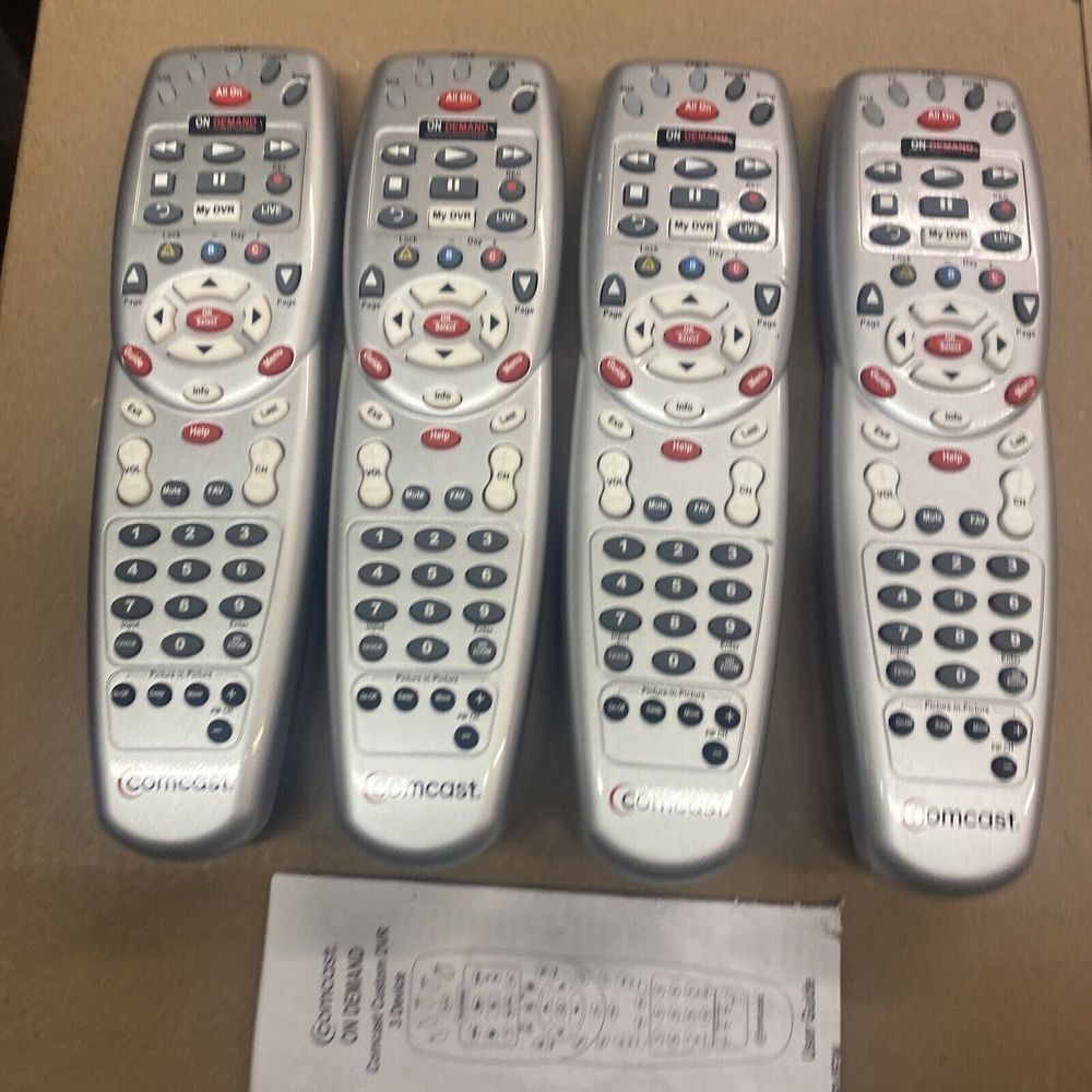 Lot of 4 Comcast On Demand Custom‎ DVR 3 Device Remote Controls - Clean